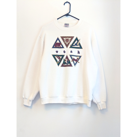 off white navy & white graphic sweatshirt